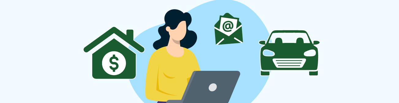 house + car + handshake in shape of heart