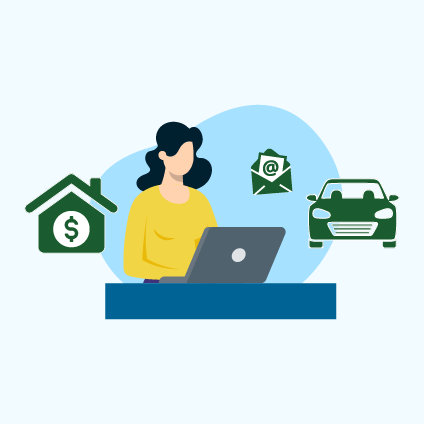 house + car + handshake in shape of heart