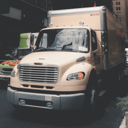 Truck driving in traffic